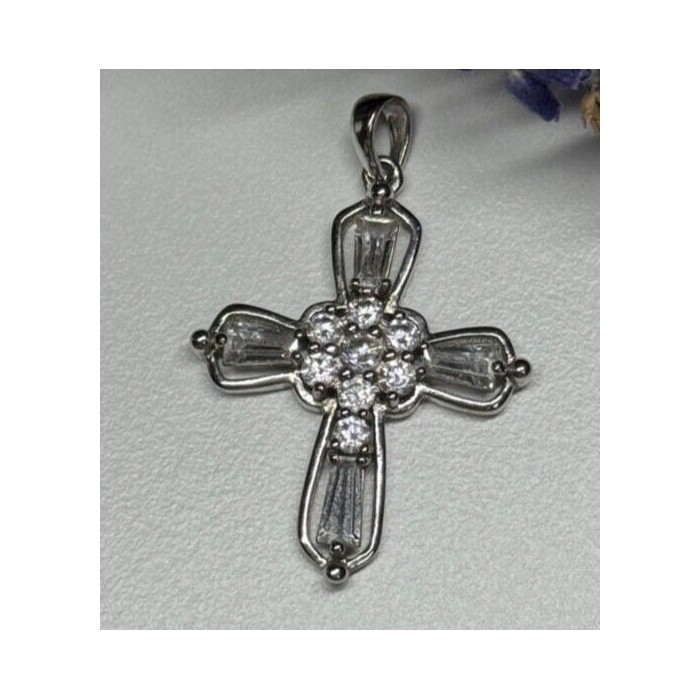 925 Sterling Silver CZ Cross