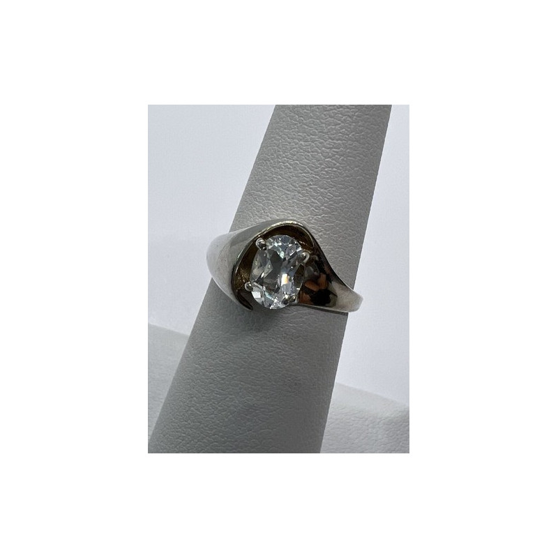 925 Sterling Silver Kabana & Colorless Spinel Ring Size 5.5