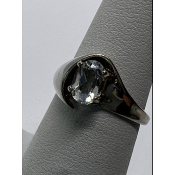925 Sterling Silver Kabana & Colorless Spinel Ring Size 5.5