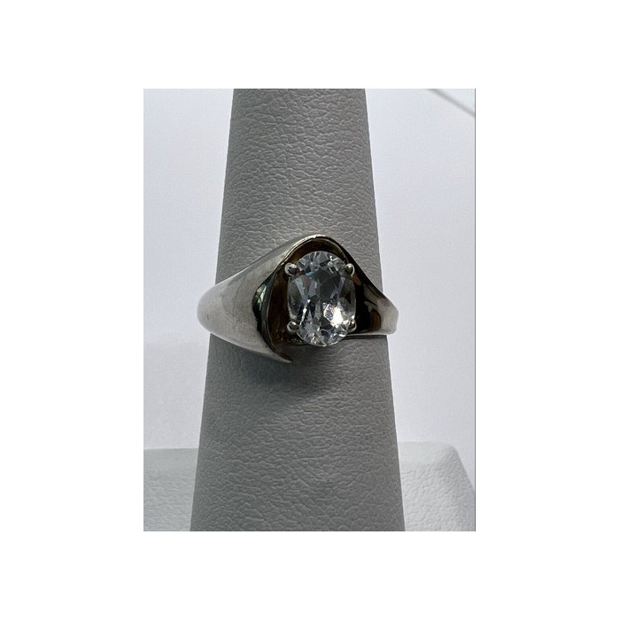 925 Sterling Silver Kabana & Colorless Spinel Ring Size 5.5