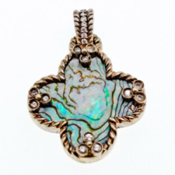 925 Sterling Silver Haliotis & CZ Pendant