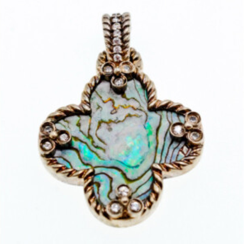 925 Sterling Silver Haliotis & CZ Pendant