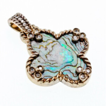 925 Sterling Silver Haliotis & CZ Pendant
