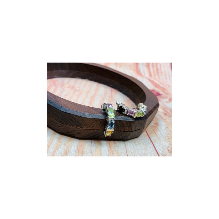 925 Sterling Silver Multi Gemstones Stud Earrings