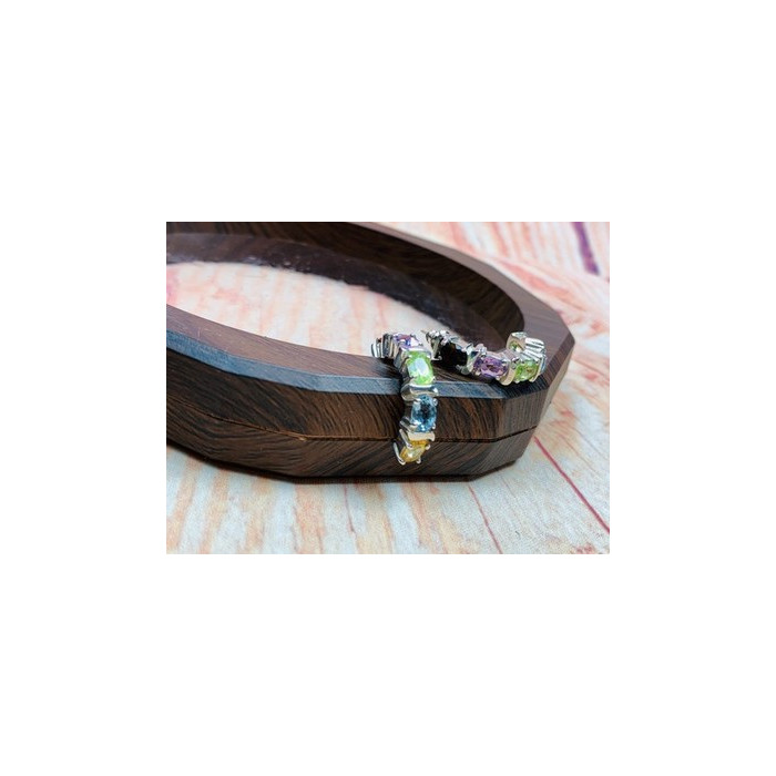 925 Sterling Silver Multi Gemstones Stud Earrings