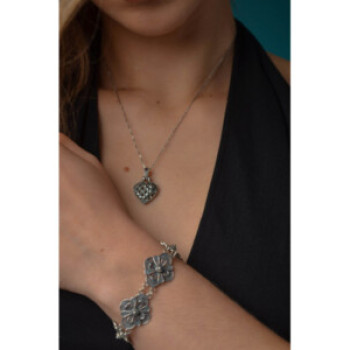 925 Sterling Silver Marcasites Heart Chain With Pendant