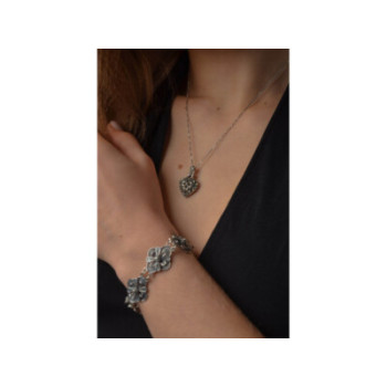 925 Sterling Silver Marcasites Heart Chain With Pendant