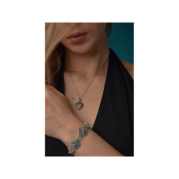 925 Sterling Silver Marcasites Heart Chain With Pendant