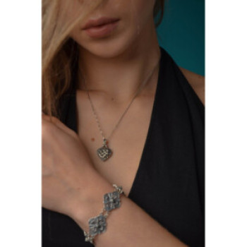 925 Sterling Silver Marcasites Heart Chain With Pendant