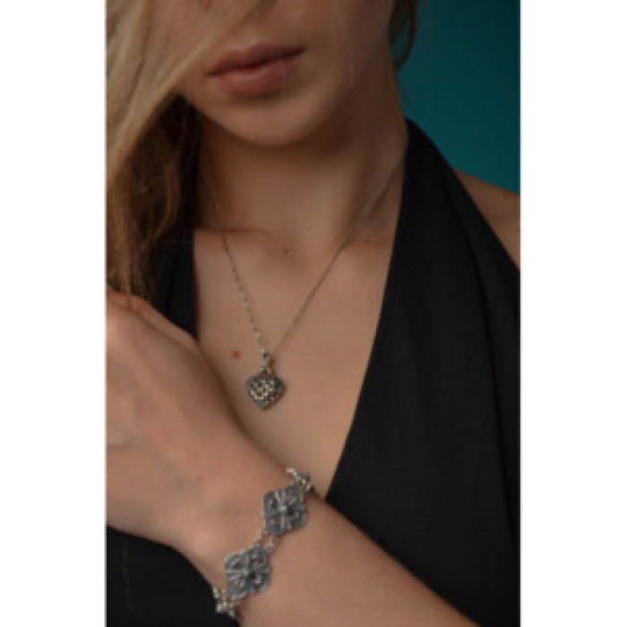 925 Sterling Silver Marcasites Heart Chain With Pendant