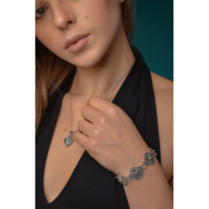 925 Sterling Silver Marcasites Heart Chain With Pendant
