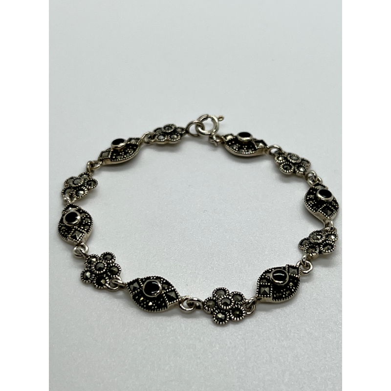 925 STERLING SILVER AGATE & MARCASITE  BRACELET