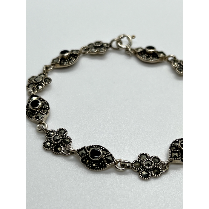925 STERLING SILVER AGATE & MARCASITE  BRACELET