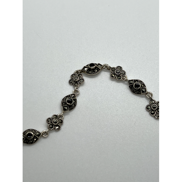 925 STERLING SILVER AGATE & MARCASITE  BRACELET
