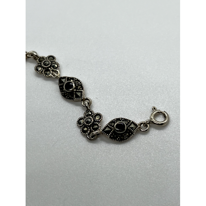 925 STERLING SILVER AGATE & MARCASITE  BRACELET