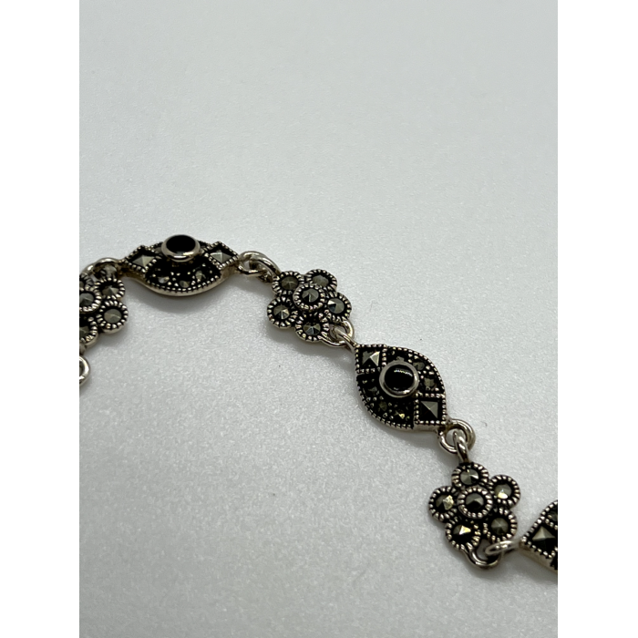 925 STERLING SILVER AGATE & MARCASITE  BRACELET