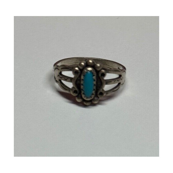 925 Sterling Silver Turquoise Ring Size 4