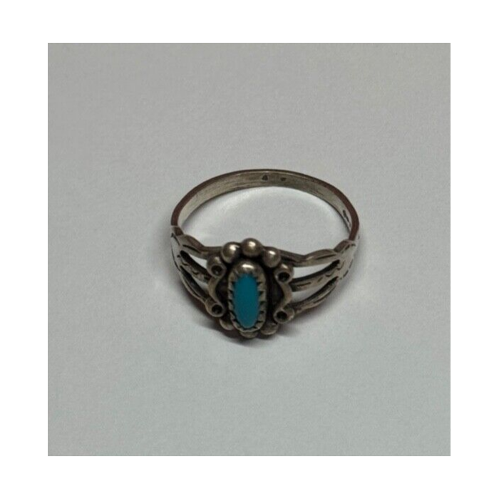 925 Sterling Silver Turquoise Ring Size 4