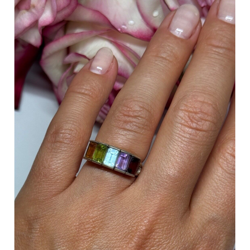 925 Sterling Silver Tourmaline Ring Size 5.5