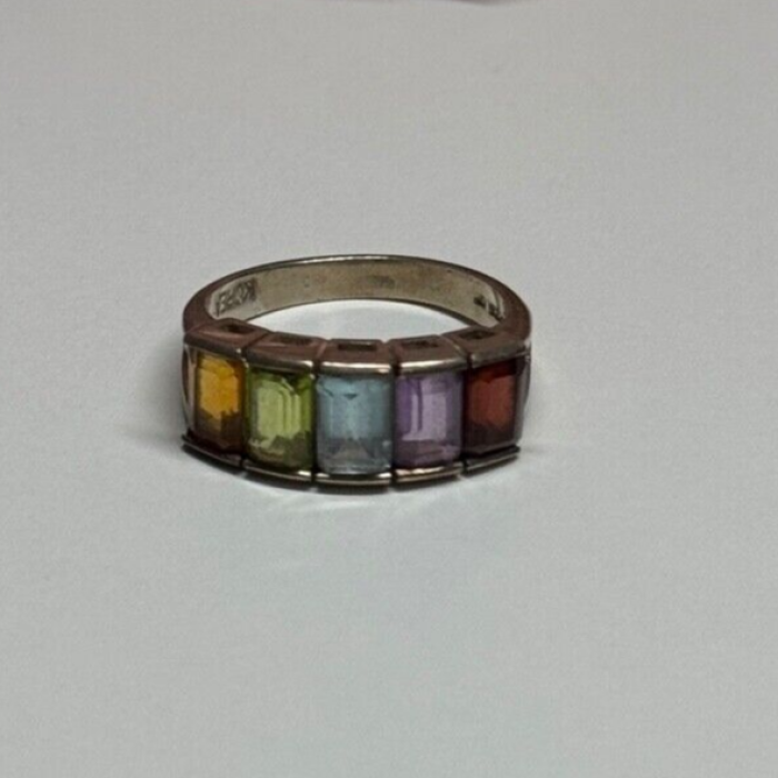 925 Sterling Silver Tourmaline Ring Size 5.5