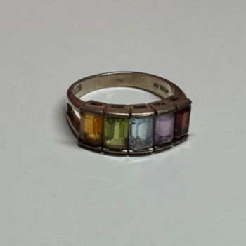 925 Sterling Silver Tourmaline Ring Size 5.5