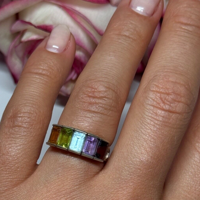 925 Sterling Silver Tourmaline Ring Size 5.5