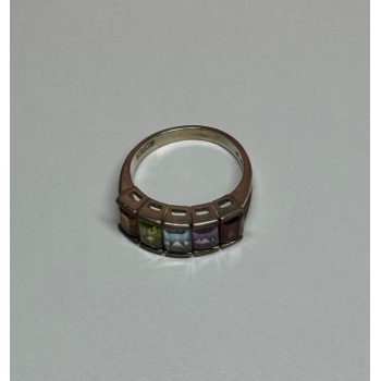 925 Sterling Silver Tourmaline Ring Size 5.5