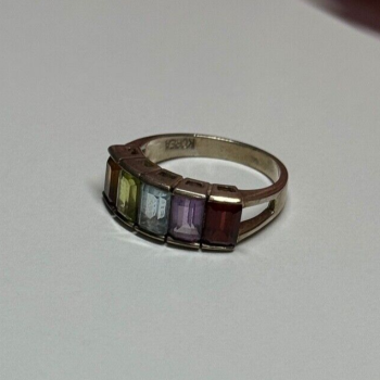 925 Sterling Silver Tourmaline Ring Size 5.5