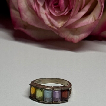 925 Sterling Silver Tourmaline Ring Size 5.5