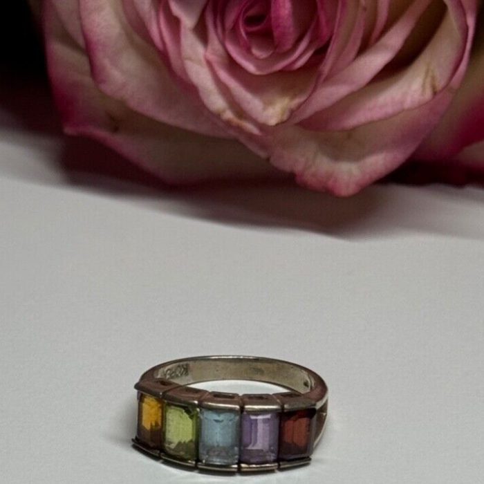925 Sterling Silver Tourmaline Ring Size 5.5