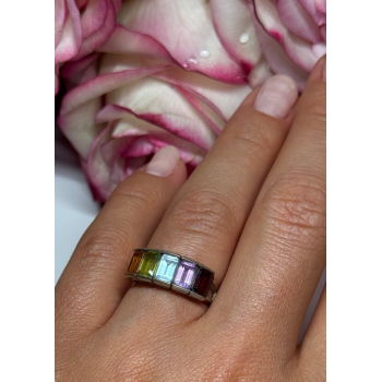 925 Sterling Silver Tourmaline Ring Size 5.5