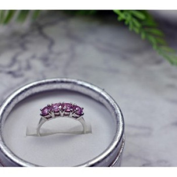 925 Sterling Silver Pink CZ Ring Size 6.5