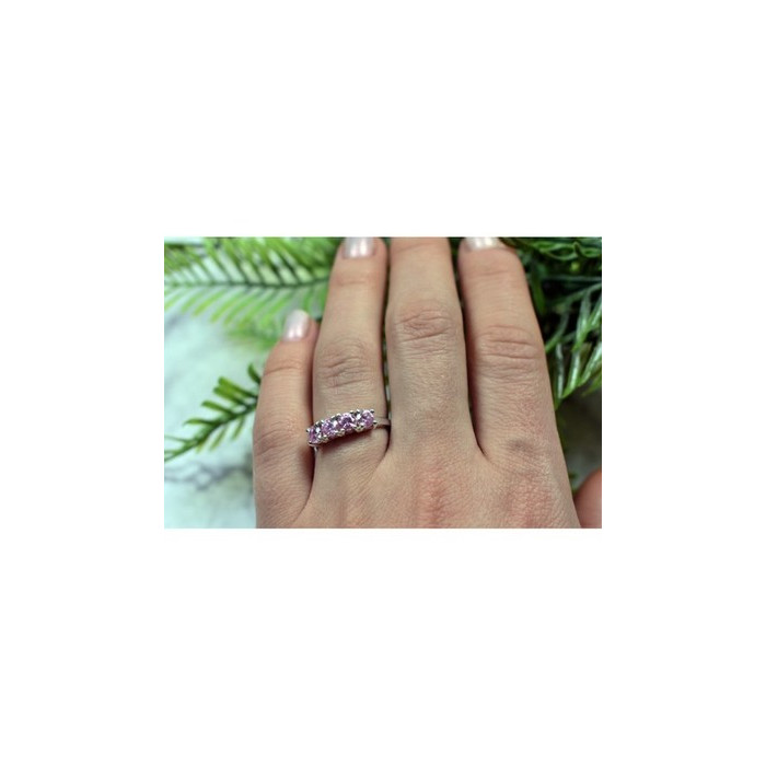 925 STERLING SILVER PINK CZ RING SIZE 6.5