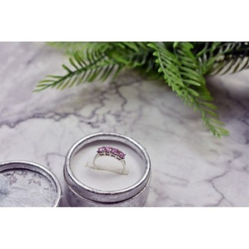 925 STERLING SILVER PINK CZ RING SIZE 6.5