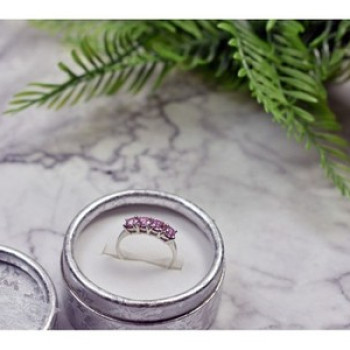 925 Sterling Silver Pink CZ Ring Size 6.5