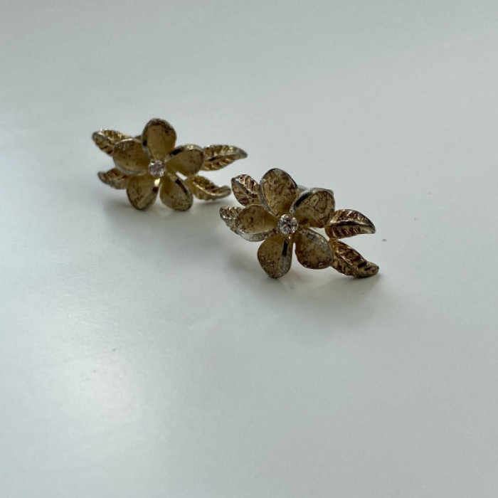 925 Sterling Silver Gold Plated CZ 