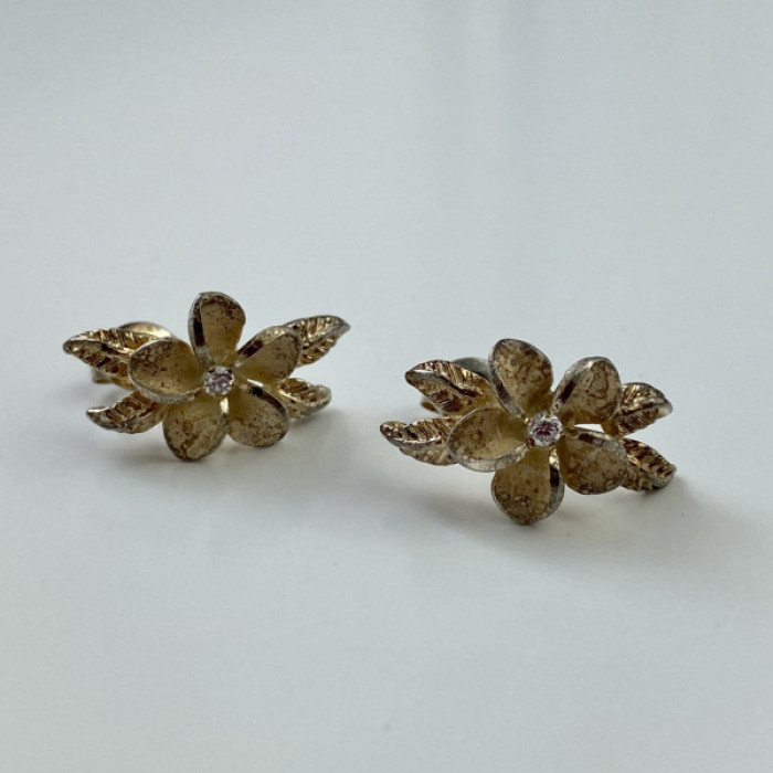 925 Sterling Silver Gold Plated CZ 