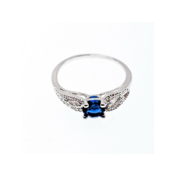 925 Sterling Silver Blue & White CZ Ring Size 7