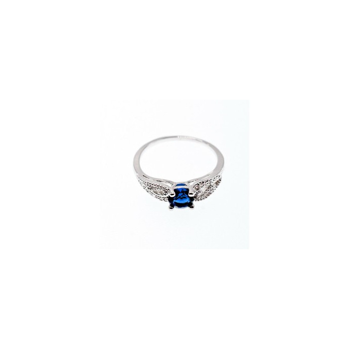 925 Sterling Silver Blue & White CZ Ring Size 7