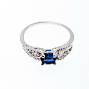 925 Sterling Silver Blue & White CZ Ring Size 7