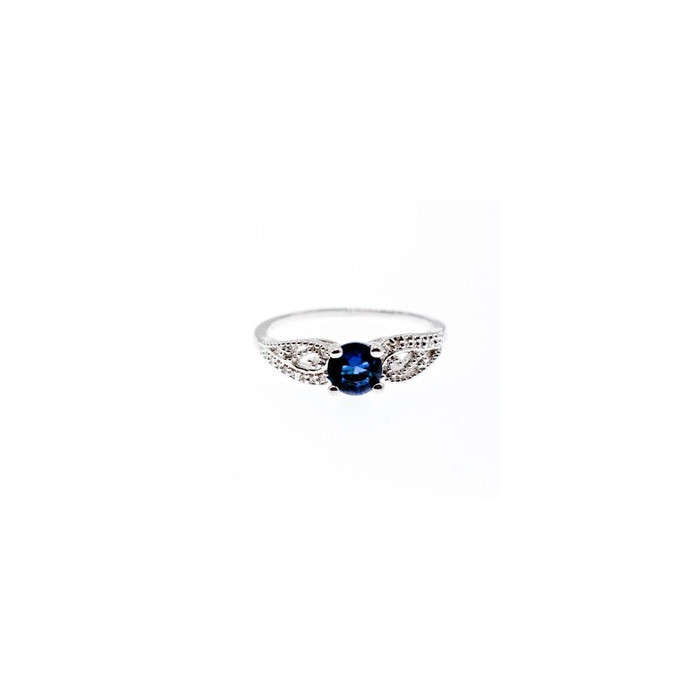 925 Sterling Silver Blue & White CZ Ring Size 7