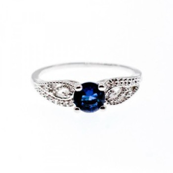 925 Sterling Silver Blue & White CZ Ring Size 7