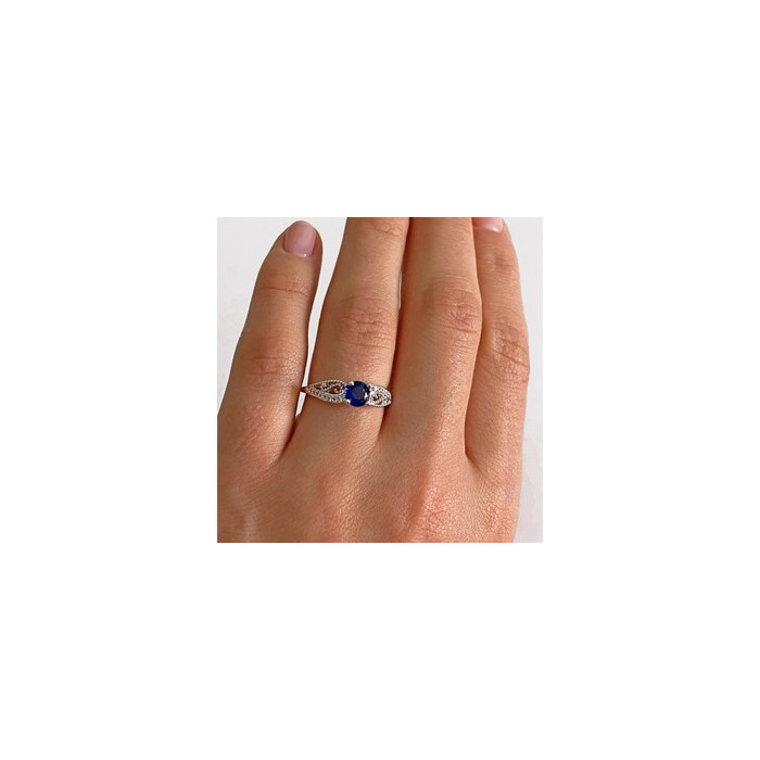 925 Sterling Silver Blue & White CZ Ring Size 7
