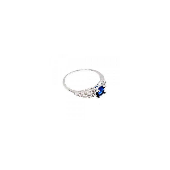 925 Sterling Silver Blue & White CZ Ring Size 7