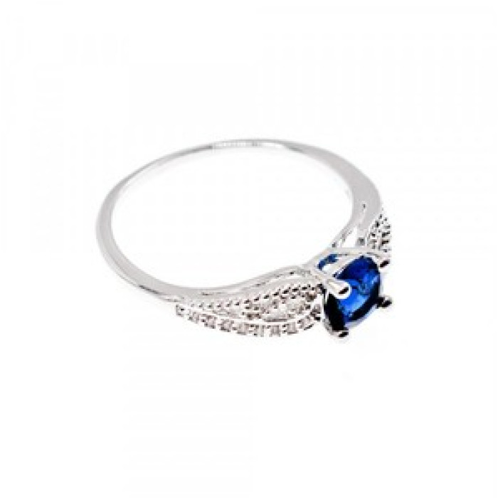 925 Sterling Silver Blue & White CZ Ring Size 7