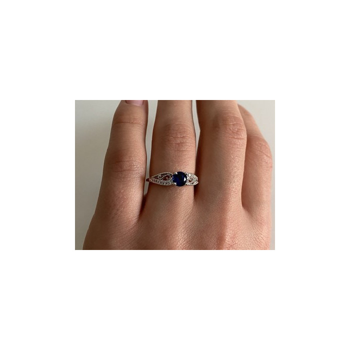 925 Sterling Silver Blue & White CZ Ring Size 7