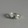 925 Sterling Silver Opal & CZ Ring Size 6.5
