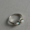925 Sterling Silver Opal & CZ Ring Size 6.5