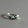 925 Sterling Silver Opal & CZ Ring Size 6.5