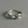 925 Sterling Silver Opal & CZ Ring Size 6.5